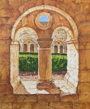 2011 Le Thoronet Fenster im Kreuzgang 50x60cm �l auf Leinwand 350px