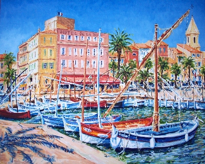 Hafen von Sanary sur Mer 2009 50x60cm 400px