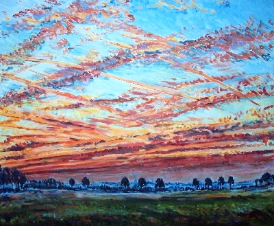 Sonnenaufgang �ber Erkelenz 2009 50x60cm 400px